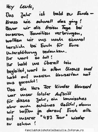 Grusse aus dem Tonstudio - Hey guys!This year is ending soon - damn it how - TOKIO HOTEL