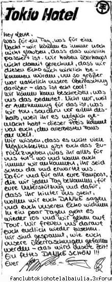 Premii castigate - multumirea de la premiile echo 2007 hey guys - TOKIO HOTEL