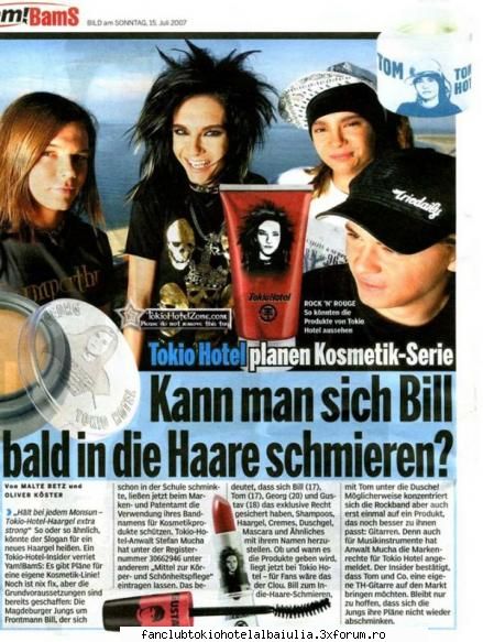 Revista Yam!: Cosmetice by Tokio Hotel - Cosmetice by Tokio Hotel, la categoria Yam!BAMS - PRESA
