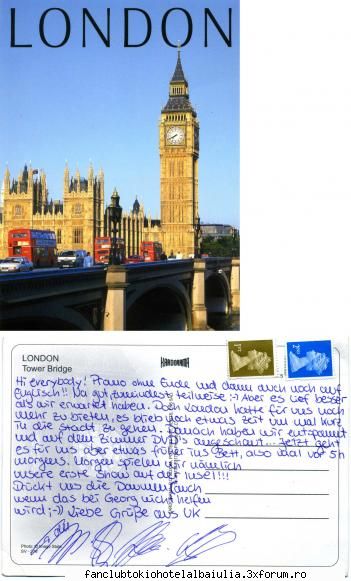 TOKIOHOTEL SCHREIBT DIR EINE KARTE! - au trimis una si din Londra...Tom a scris-o - TOKIO HOTEL